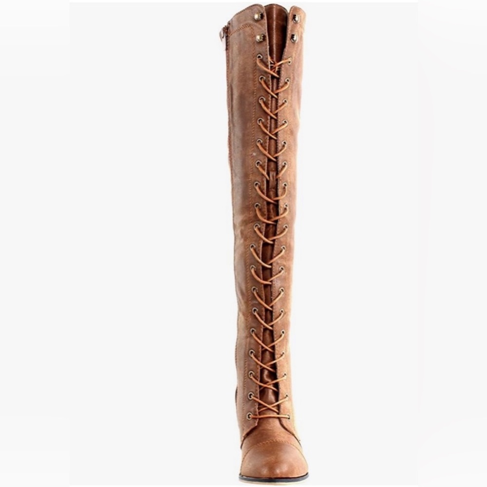 PRE-Loved forever tan knife high boots size 8